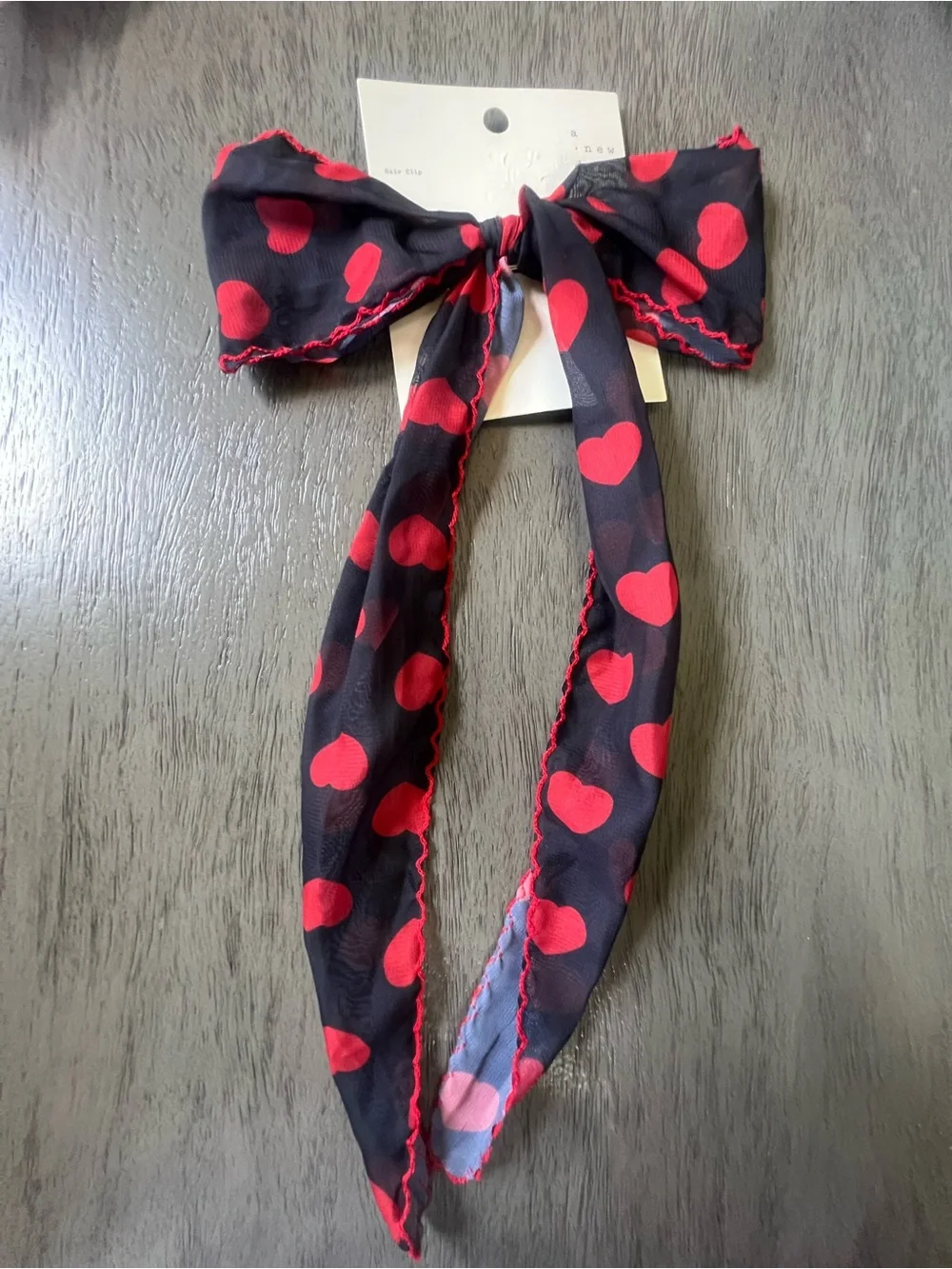 Red Heart Bow Hair Tie for Kids